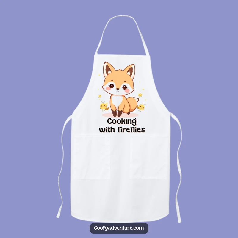 Funny Kawaii Fox Chef Apron - Enchanting Kitchenwear for Night Owls