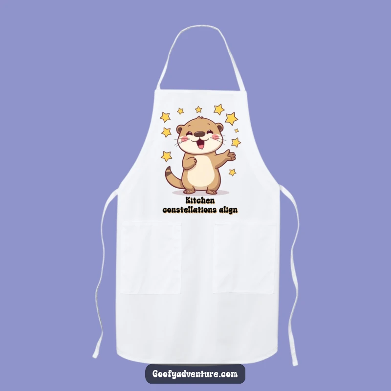 Funny Otter Juggling Stars Apron: Cook Up Some Cosmic Fun in the Kitchen