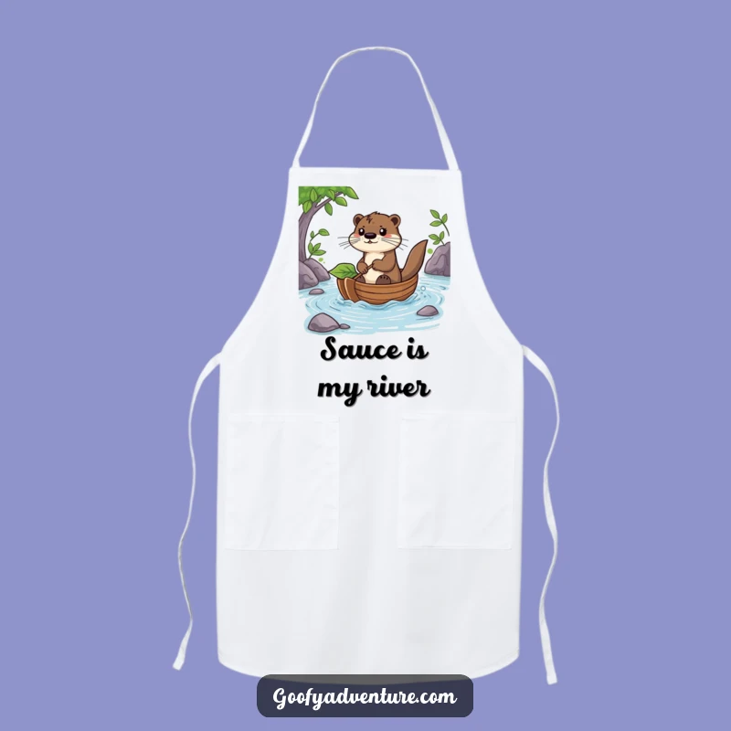 Funny Otter Leaf Boat Apron: Hilarious Kitchen Adventure Gift