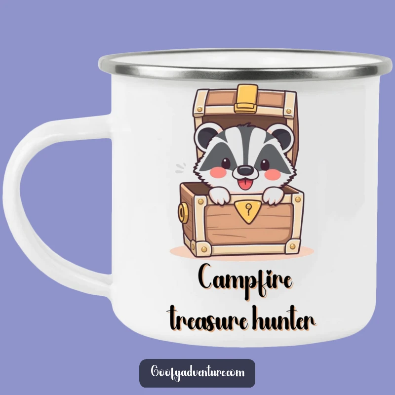 Funny Badger Treasure Chest Camping Mug: Adventure Fuel with a Gleam