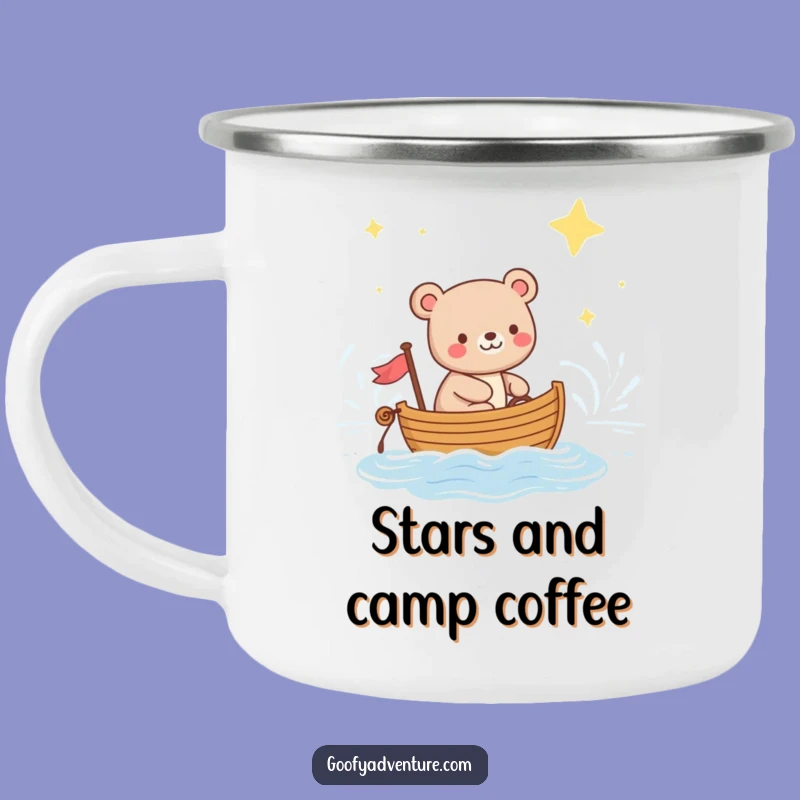 Funny Bear Camper Mug: Starry Night Adventures for Your Campfire Brew