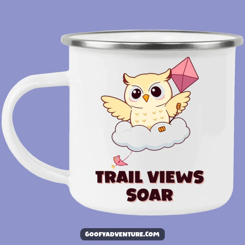 Funny Kawaii Owl Cloud Kite Camping Mug - Adventure Ready Gift