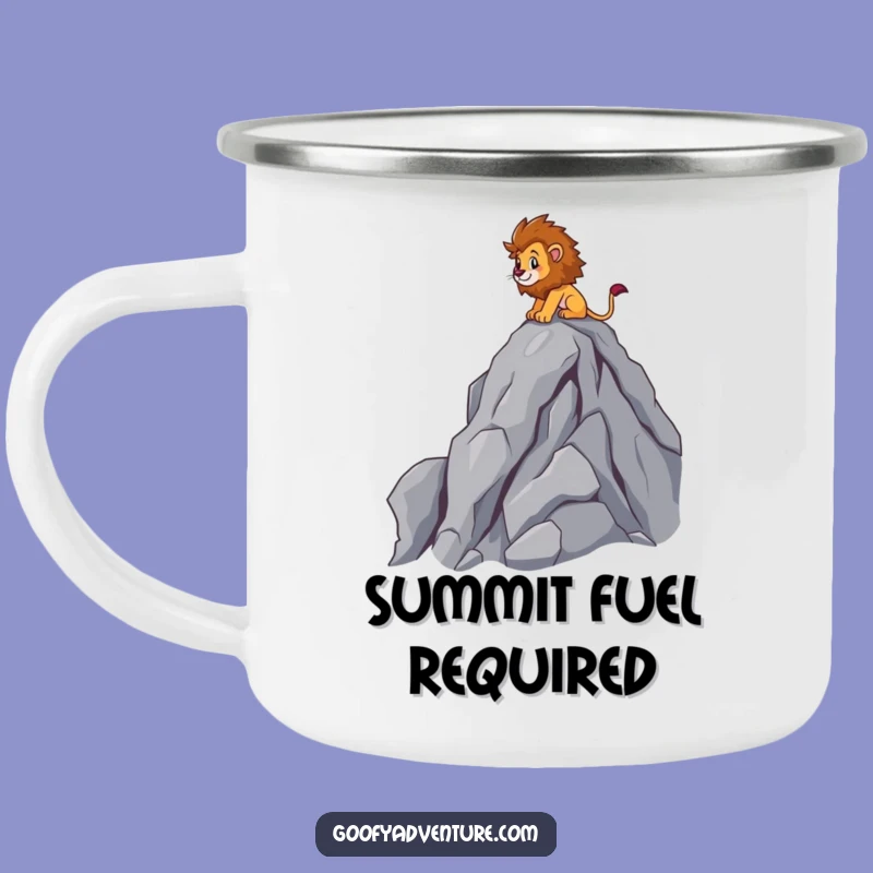 Funny Lion Climber Camping Mug: Outdoor Peak Scaler Adventure Gift