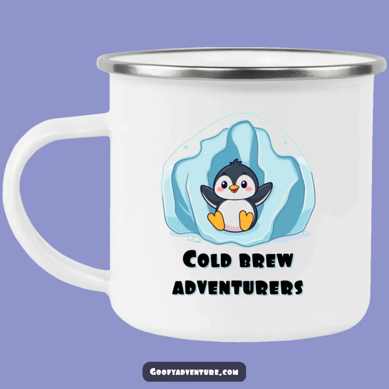 Funny Penguin Slider Camping Mug: Outdoor Glacier Fun Gift