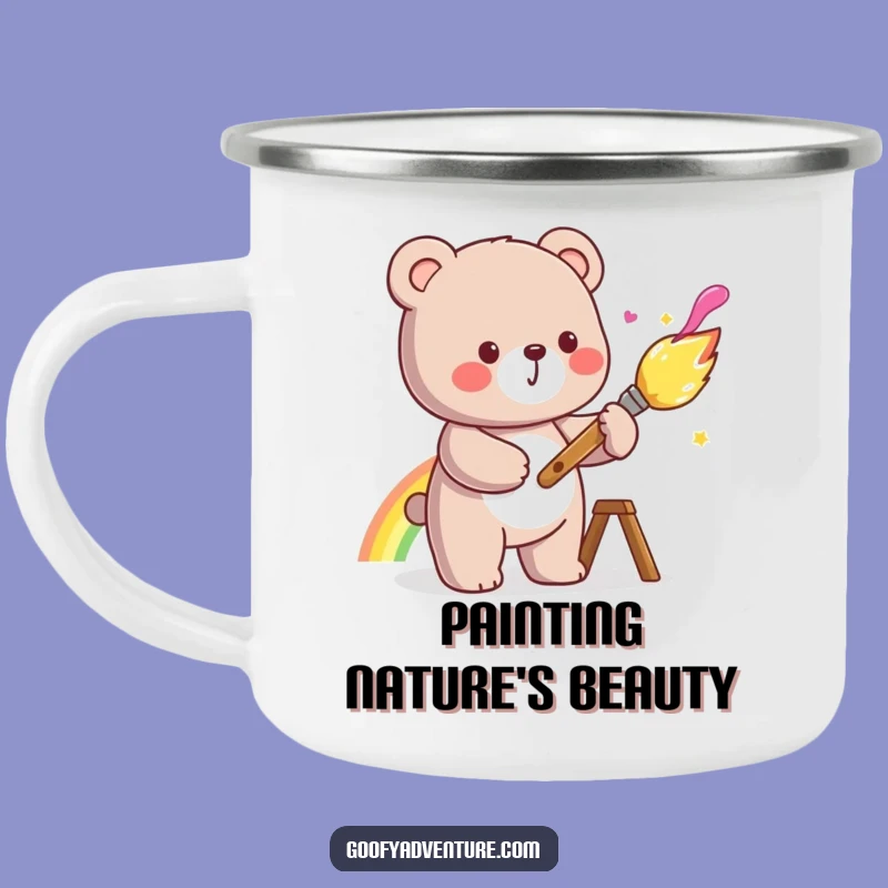 Funny Kawaii Bear Enamel Mug - Cheerful Outdoor Art Companion