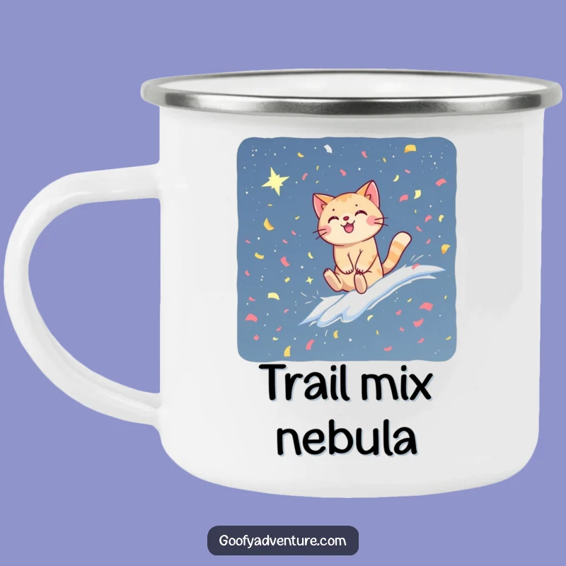 Funny Cat Confetti Campfire Mug - Adventure Fuel for Starry Nights!