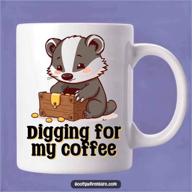 Funny Badger Treasure Chest Mug: Clever Discovery Gift for Explorers