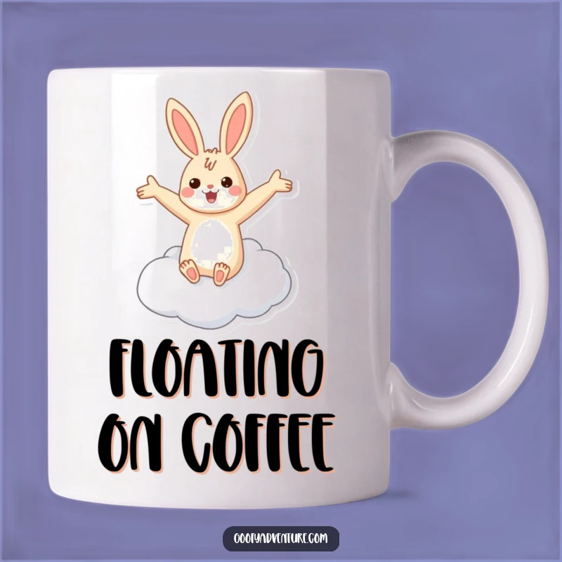 Funny Rabbit Flying Cloud Mug: Cheerful Rabbit Soaring High, Perfect Dreamy Gift!