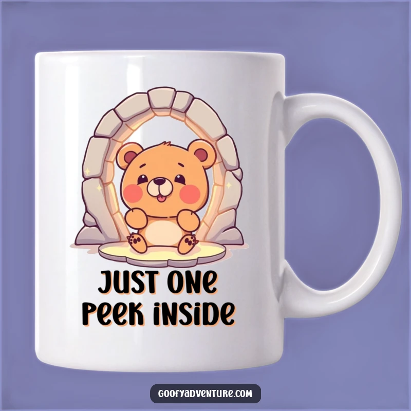 Funny Bear Peeking into Portal Mug: A Magical and Hilarious Gift for Adventurers