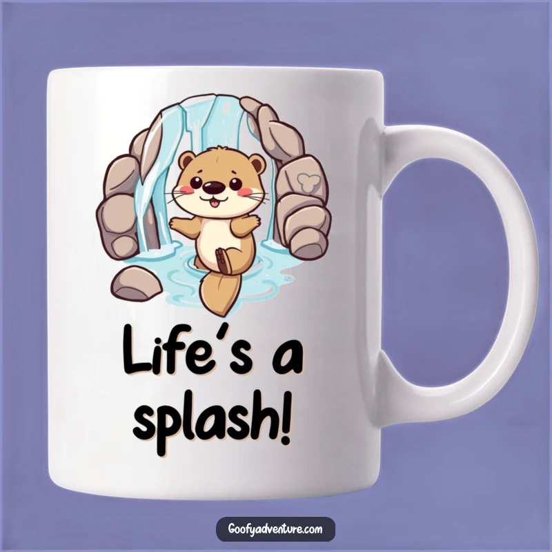 Funny Otter Mug, Waterfall Slide Adventure, Playful Aquatic Gift