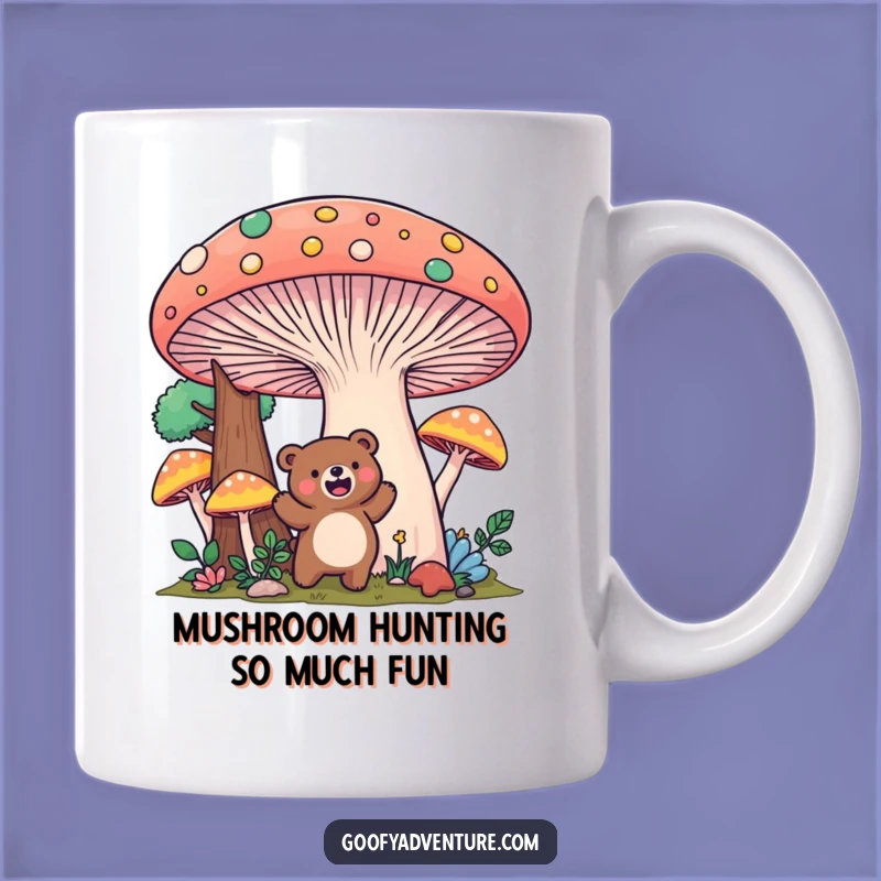Funny Kawaii Bear Mushroom Forest Mug: Whimsical Adventure Gift for Explorers