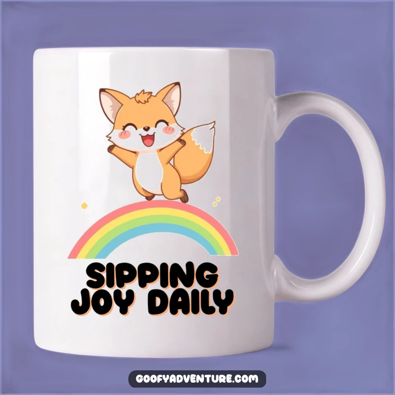 Funny Fox Rainbow Leap Mug: Happy Fox Jumping Over Colors, Perfect Joyful Gift!