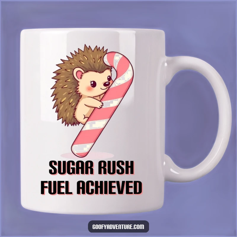 Funny Kawaii Hedgehog Candy Cane Climb Mug - Perfect Holiday Gift!