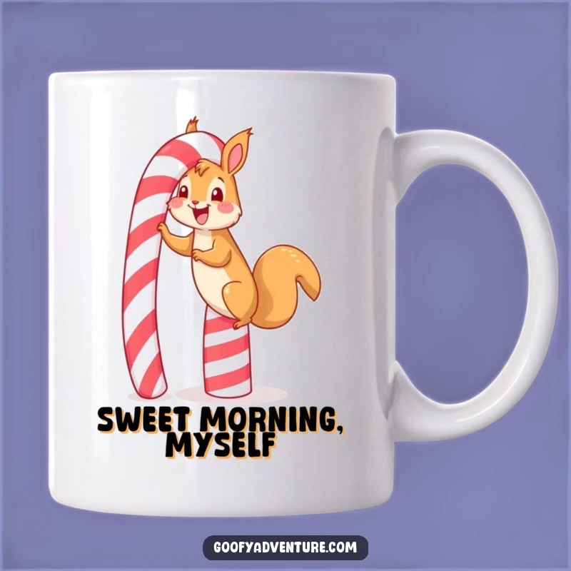 Funny Squirrel Candy Cane Mug: Sweet Climb, Holiday Fun, Perfect Gift
