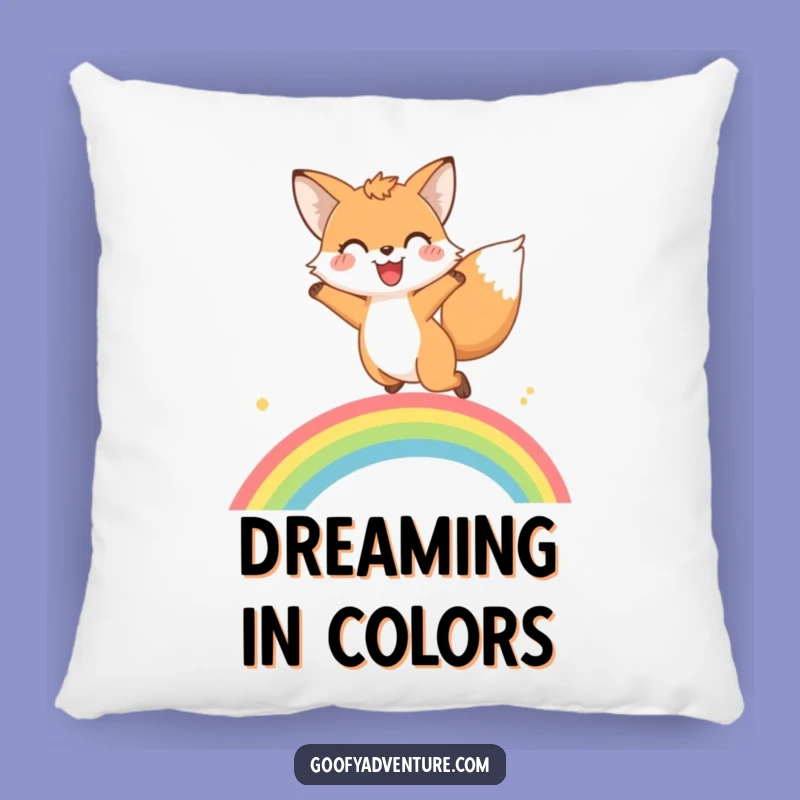 Funny Fox Rainbow Leap Pillow: Cozy Up With Color, Cute Gift for Dreamers!