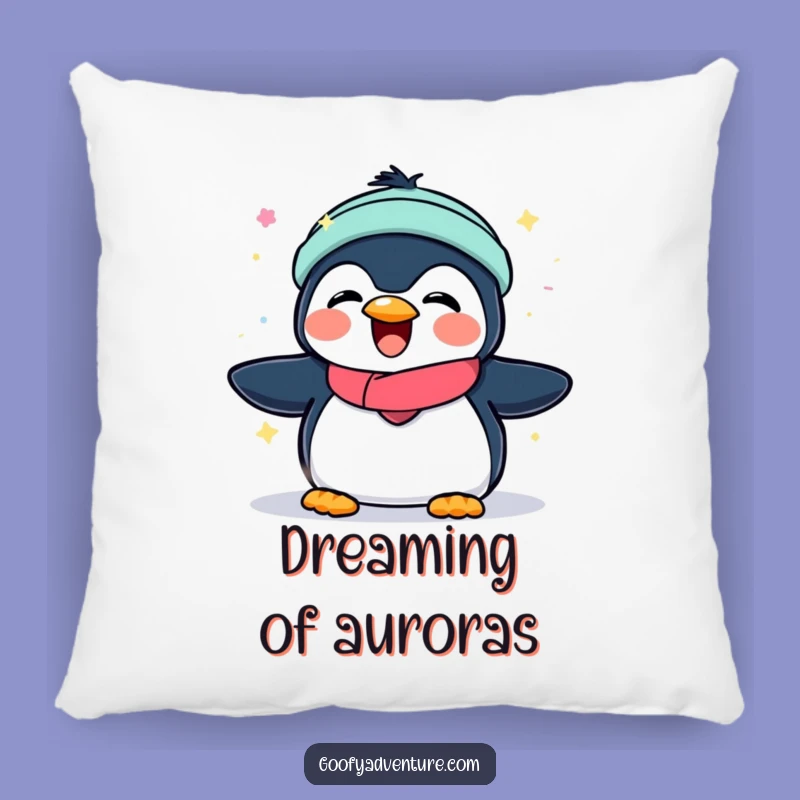 Funny Penguin Aurora Pillow: Cozy Up with Arctic Wonder