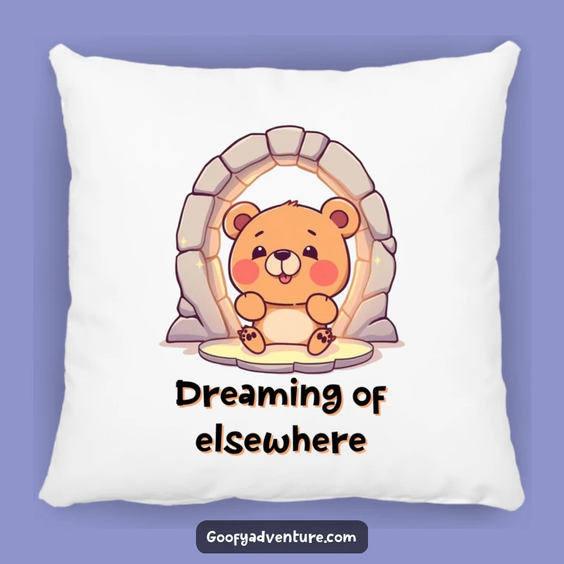 Funny Bear Portal Pillow: Cozy Up to Adventure with This Hilarious Decor