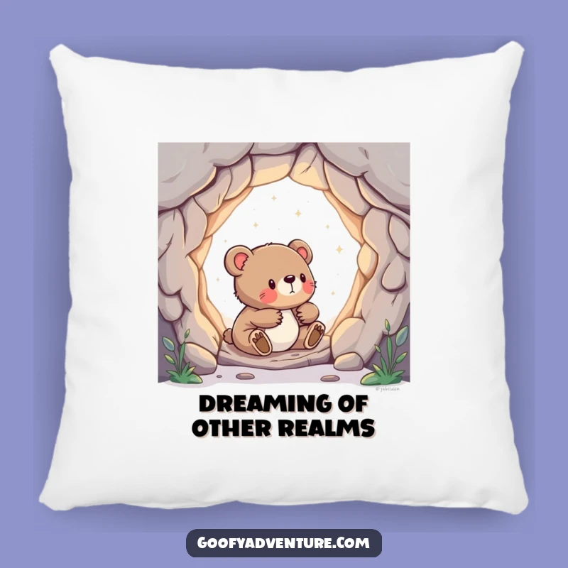 Funny Bear Cub Portal Pillow: Cozy Up with Otherworldly Dreams