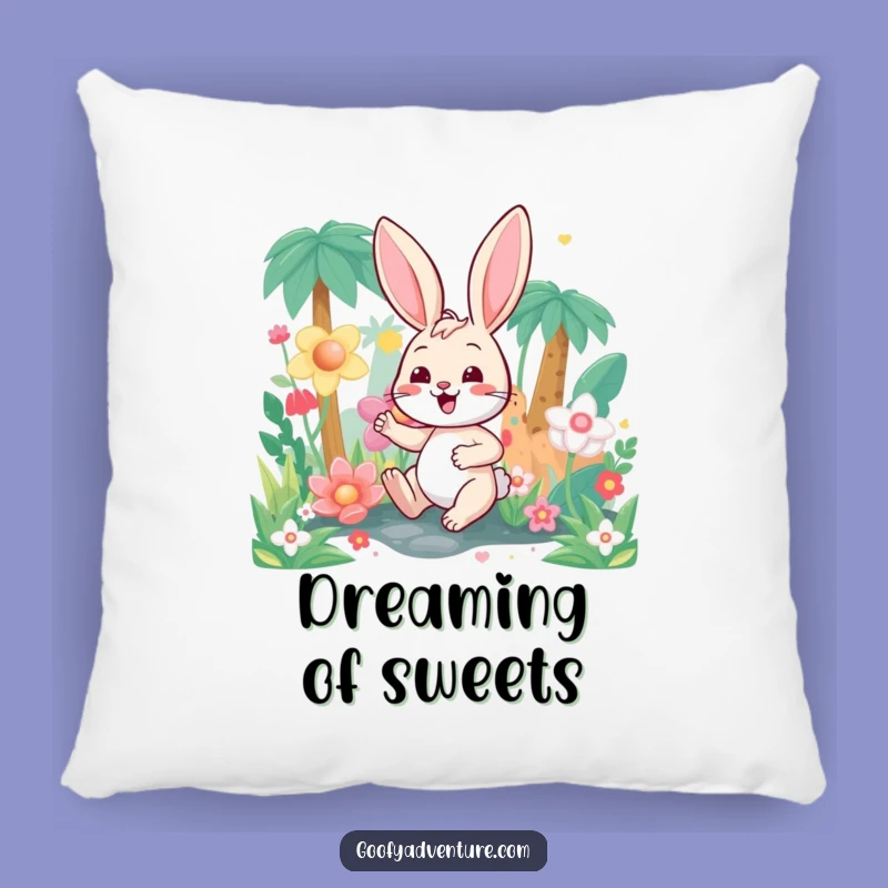 Funny Bunny Candy Jungle Pillow - Cozy Up with Sweet, Fantastical Comfort