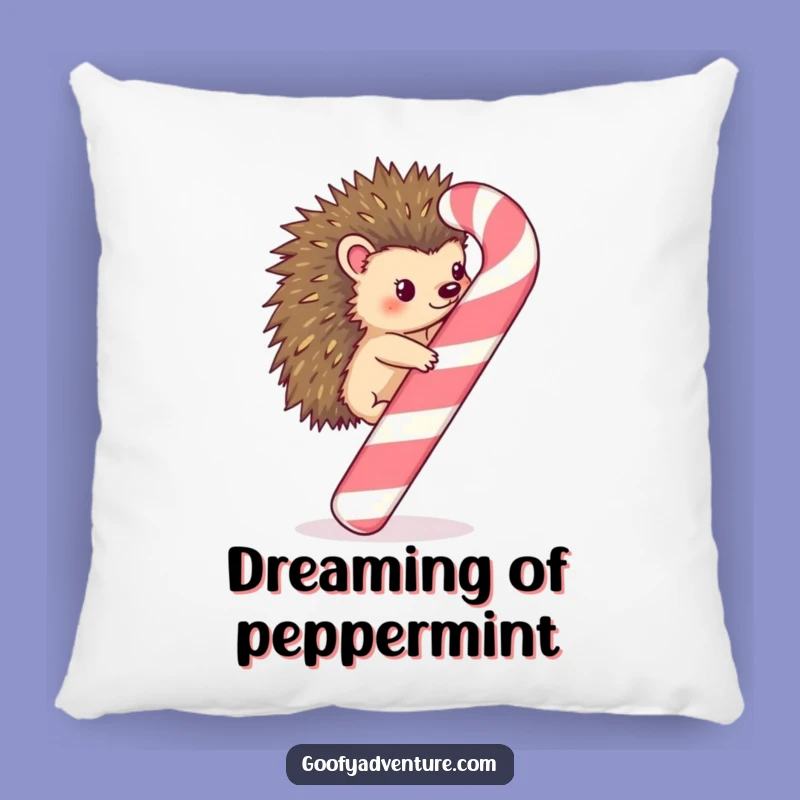 Funny Kawaii Hedgehog Candy Cane Climb Pillow - Cozy Festive Decor