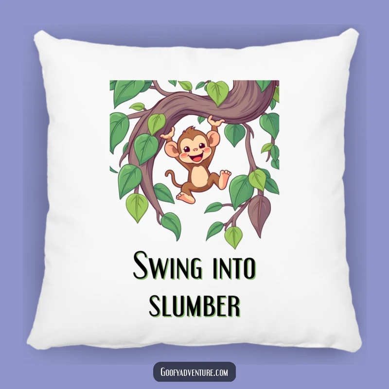 Funny Monkey Vine Pillow: Cheerful Monkey Comfort Cushion, Adorable Funny Gift!