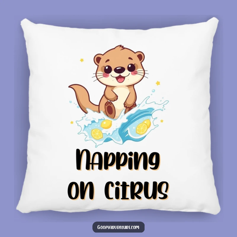 Funny Otter Lemonade Wave Pillow: Cozy & Hilarious Accent for Couch Cuddles