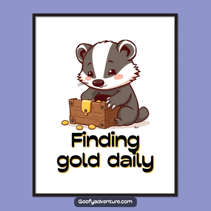 Funny Badger Treasure Chest Digital Print: Clever Art for Walls