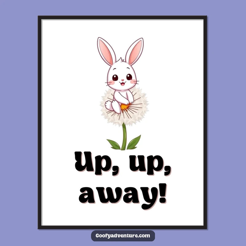 Funny Bunny Dandelion Digital Print: Instant Whimsy for Your Walls as a Funny Gift