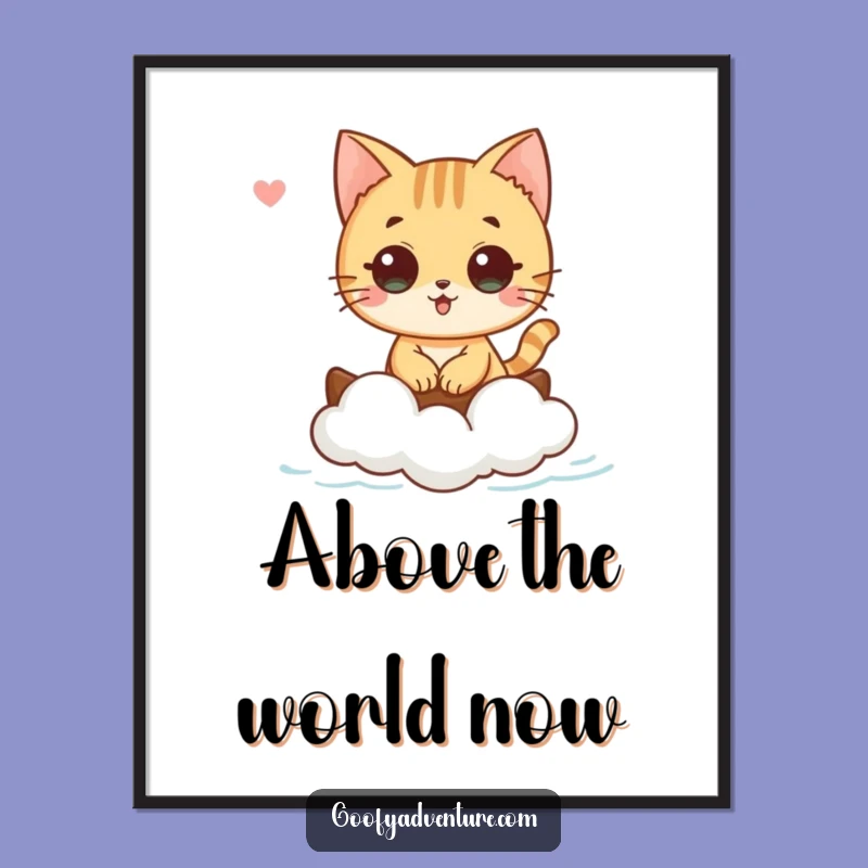 Funny Cat Cloud Boat Digital Print: Instant Whimsy for Your Walls as a Funny Gift