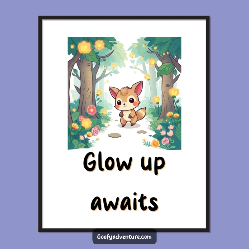 Funny Forest Digital Art: Glowing Flora Print Gift