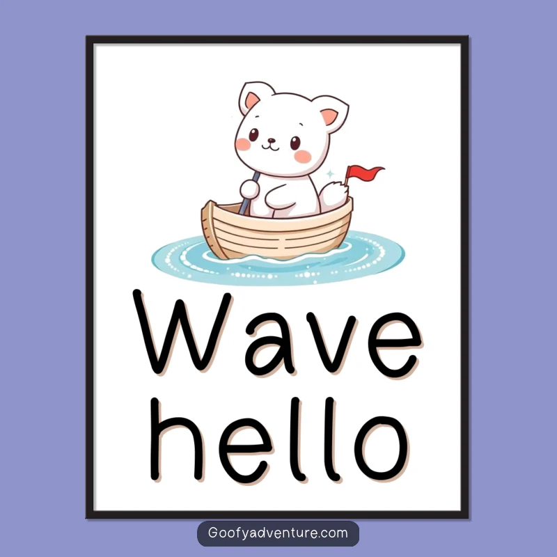 Funny Kawaii Animal Sailing Digital Art: Tiny Boat Sparkle, Instant Hilarious Gift Download