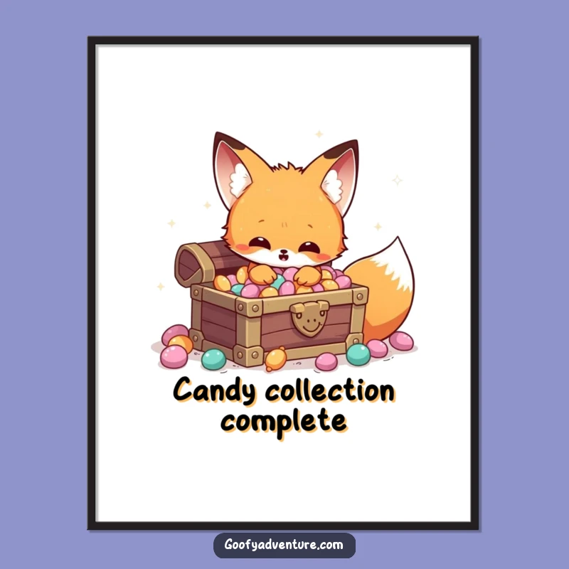 Funny Kawaii Fox Candy Treasure Digital Art: Sweet Decor Instant!