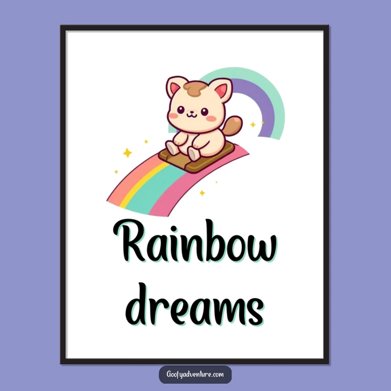 Funny Kawaii Rainbow Digital Art - Instant Joy for Your Walls!