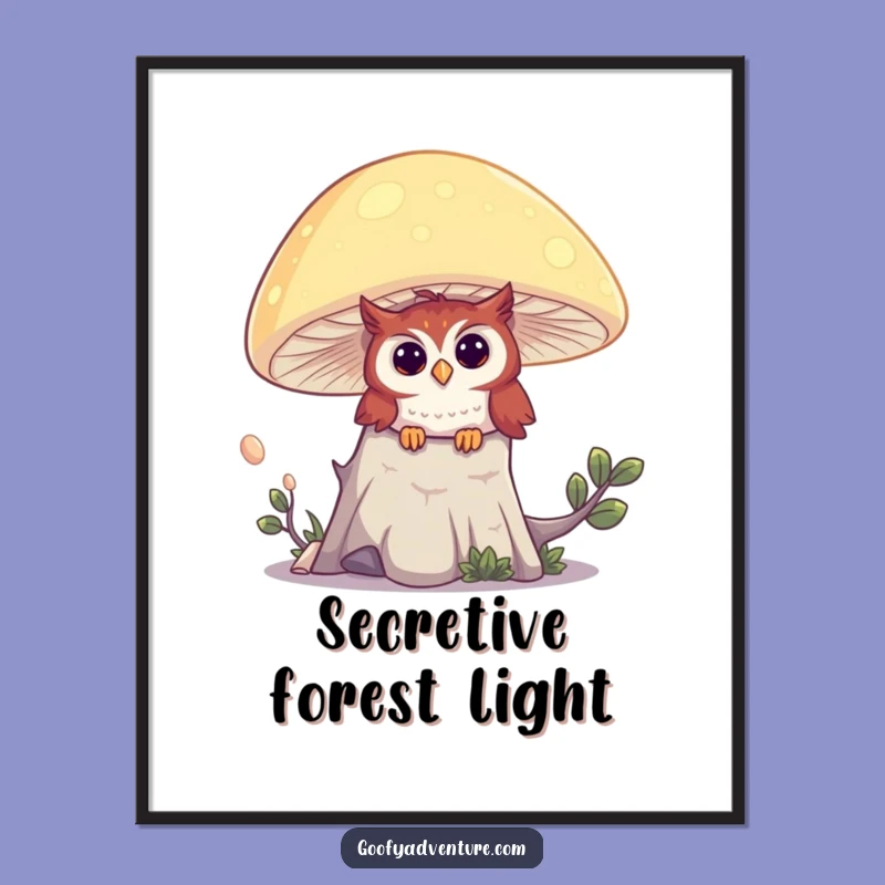 Funny Owl Mushroom Print: Enchanting Digital Art for Mystical Spaces