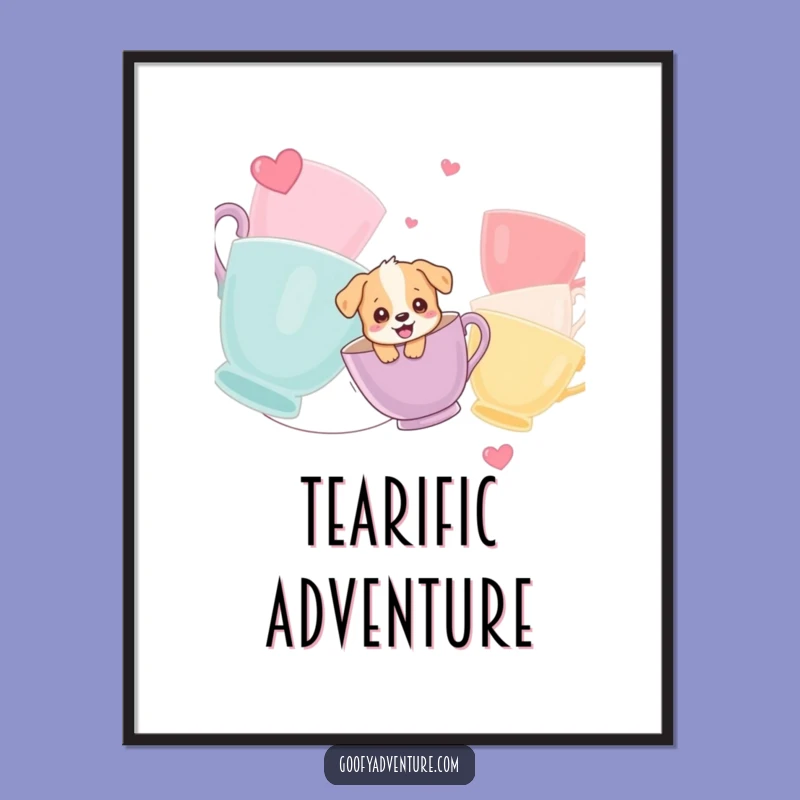 Funny Puppy Digital Art: Giggling Pup Zipline Print for Decor