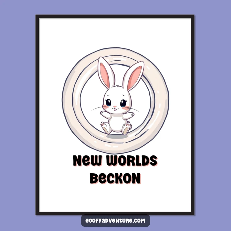 Funny Rabbit Portal Digital Art: Curious Rabbit Print, Instant Mystical Funny Gift!