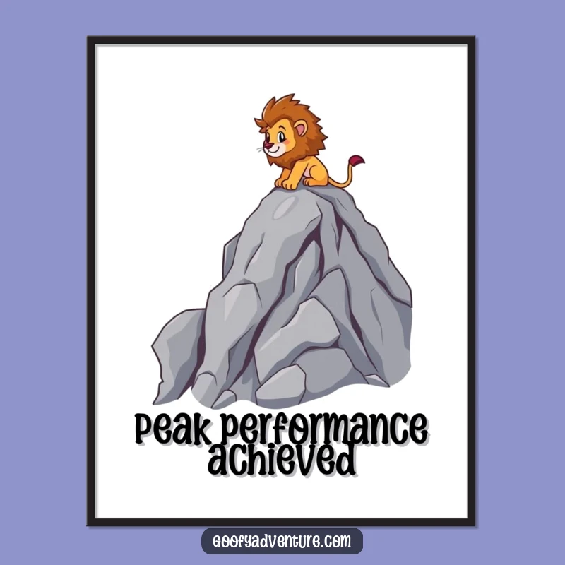 Funny Lion Climber Digital Art: Brave Peak Scaler Print