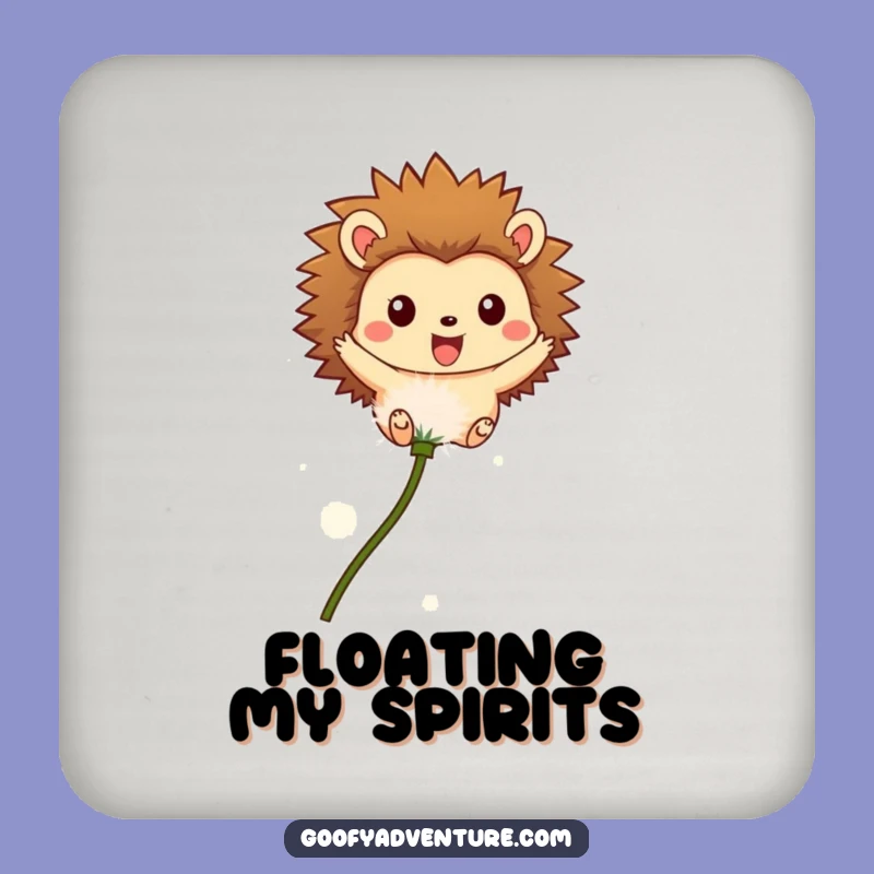 Funny Hedgehog Coaster: Whimsical Dandelion Seed Drink Protector Gift