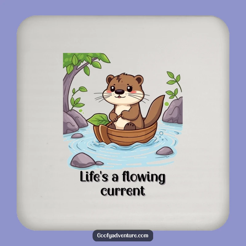 Funny Otter Leaf Boat Coaster Set: Protect Surfaces with Humor