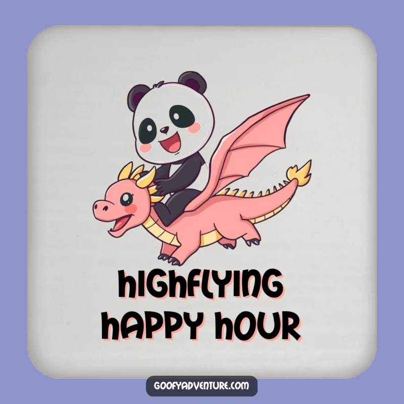 Funny Panda Dragon Rainbow Coasters: Cute Set for Magical Table Protection, Whimsical Funny Gift!