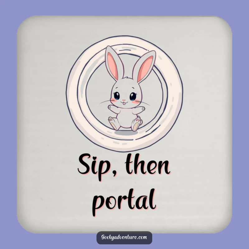 Funny Rabbit Portal Coasters: Curious Rabbit Protection Set, Mystical Funny Gift!