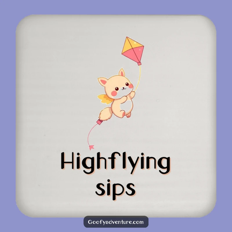 Funny Kawaii Animal Kite Coaster: Sky High Style, Whimsical Drink Protection Gift
