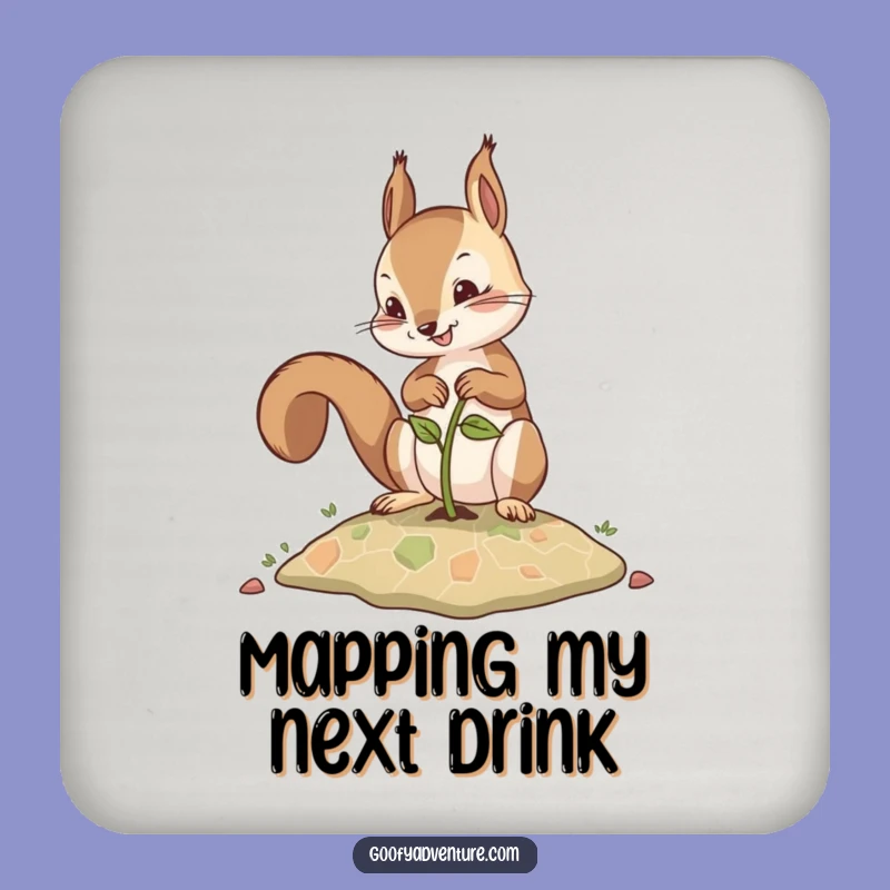 Funny Squirrel Planting Map Seed Coaster: Protect Surfaces with Humor