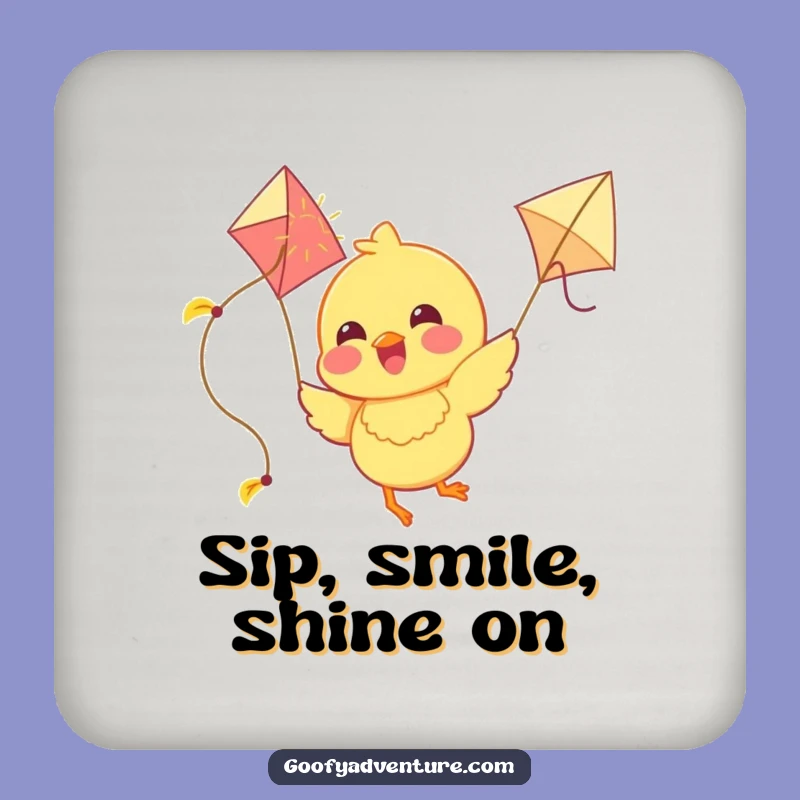 Funny Chick Sunshine Kite Coaster Set: Protect Surfaces with Joy