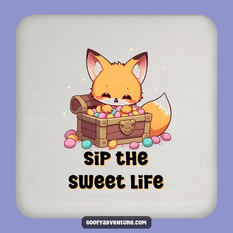 Funny Kawaii Fox Candy Treasure Coaster: Sweet Surface Protection!