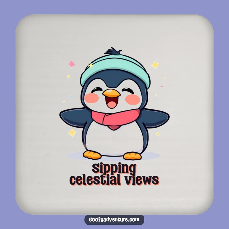 Funny Penguin Aurora Coaster: Protect Surfaces with Arctic Charm