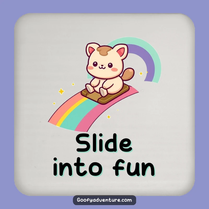 Funny Kawaii Rainbow Coaster - Protect Surfaces with Whimsy!