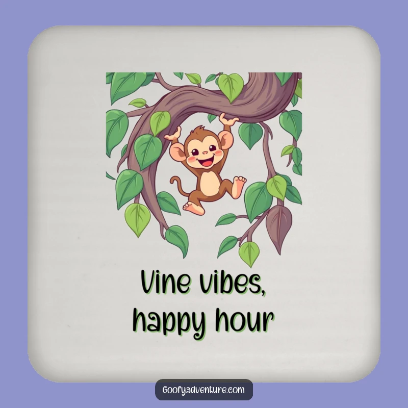 Funny Monkey Vine Coasters: Cheerful Monkey Protection Set, Jungle Funny Gift!