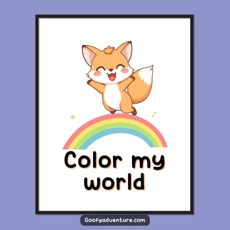 Funny Fox Rainbow Leap Poster: Whimsical Wall Art, Perfect Joyful Decor Gift!