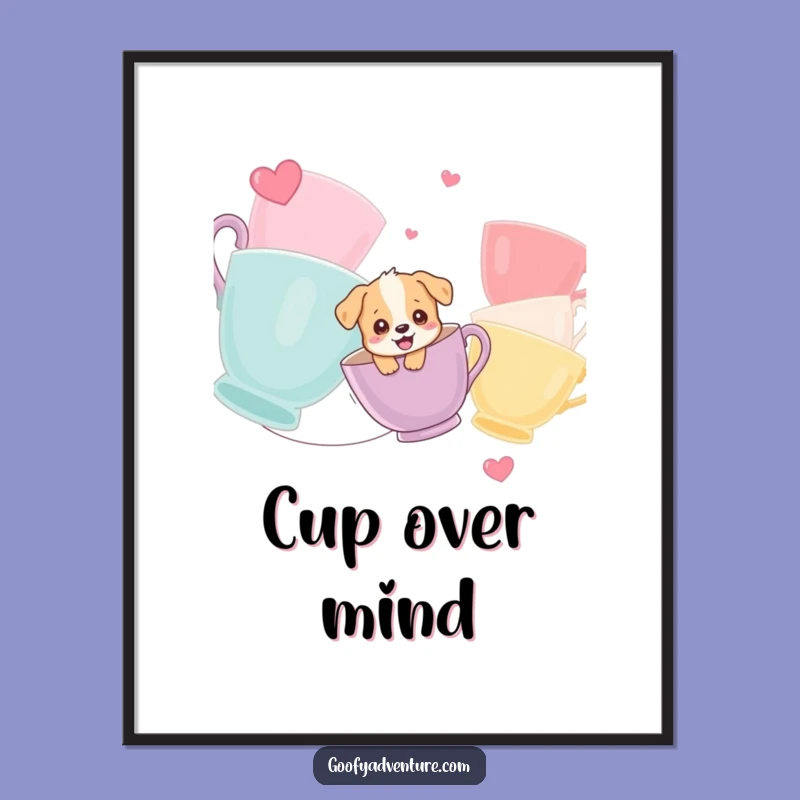 Funny Puppy Poster: Giggling Pup Zipline Art Print for Decor